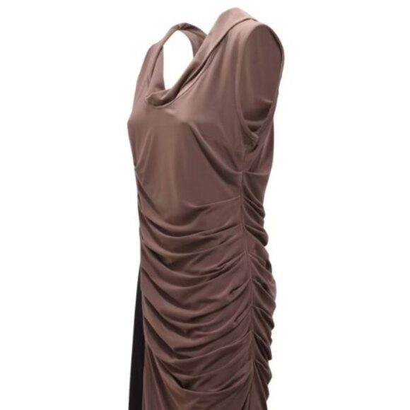 Maggie London Black Gray cowl neck bodycon midi dress size 14  Hardly Worn - Picture 5 of 8